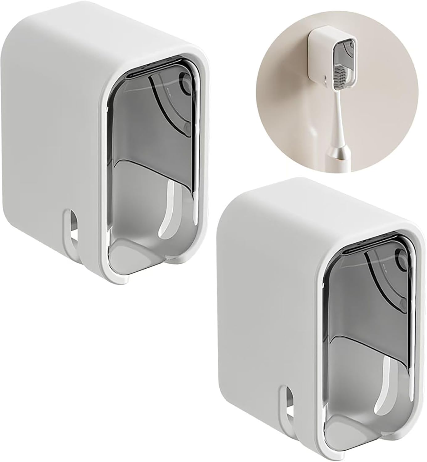 Toothbrush Holder Wall Mounted Toothbrush Holders for Bathrooms, Tooth Brush Holder for Travel and Home, Single Toothbrush Organizer with Cover for Shower 4PCS