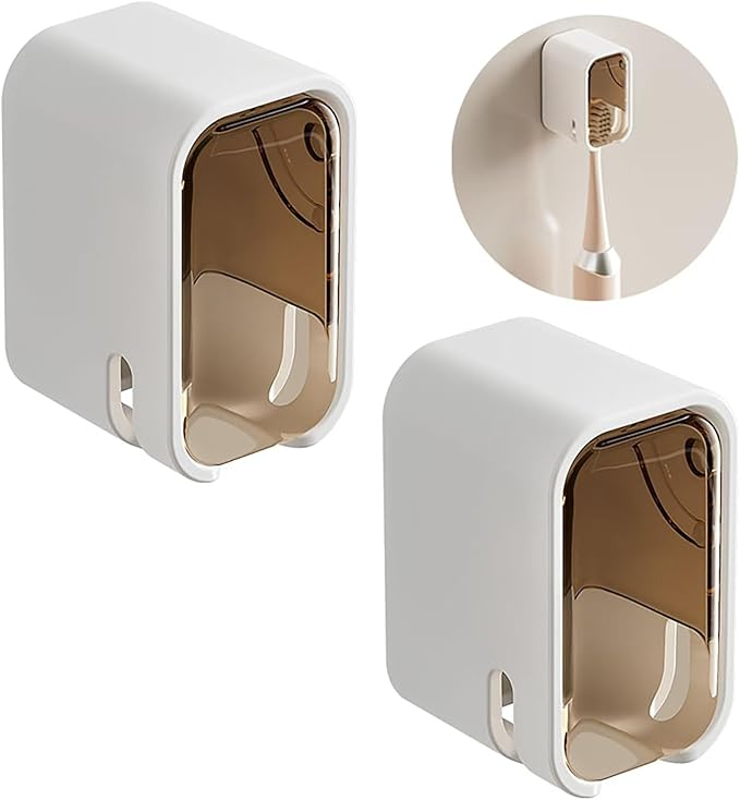 Toothbrush Holder Wall Mounted Toothbrush Holders for Bathrooms, Tooth Brush Holder for Travel and Home, Single Toothbrush Organizer with Cover for Shower 4PCS