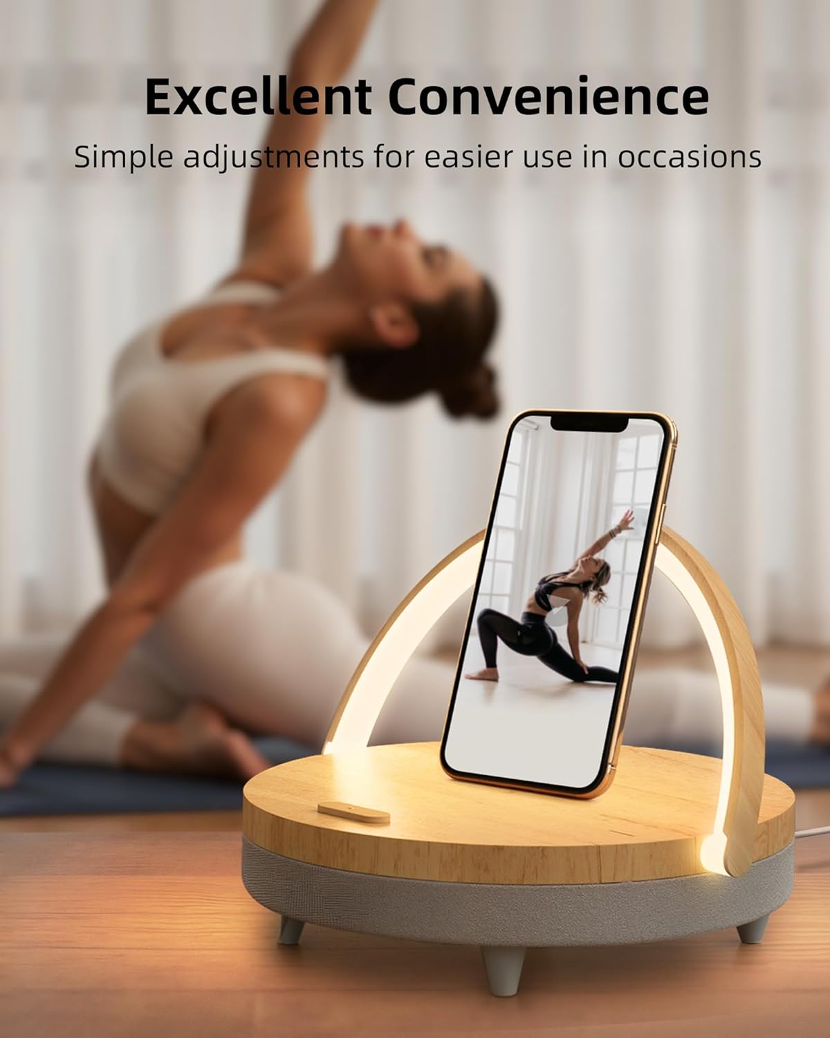 EZVALO Birthday Gifts for Women, Music Table Lamp with Wireless Charger, 4 in 1 Touch Bedside Lamp, Bluetooth Speaker, Phone Holder, Dimmable LED Night Lights Birthday Gifts for Women, Men, Dad, Mom