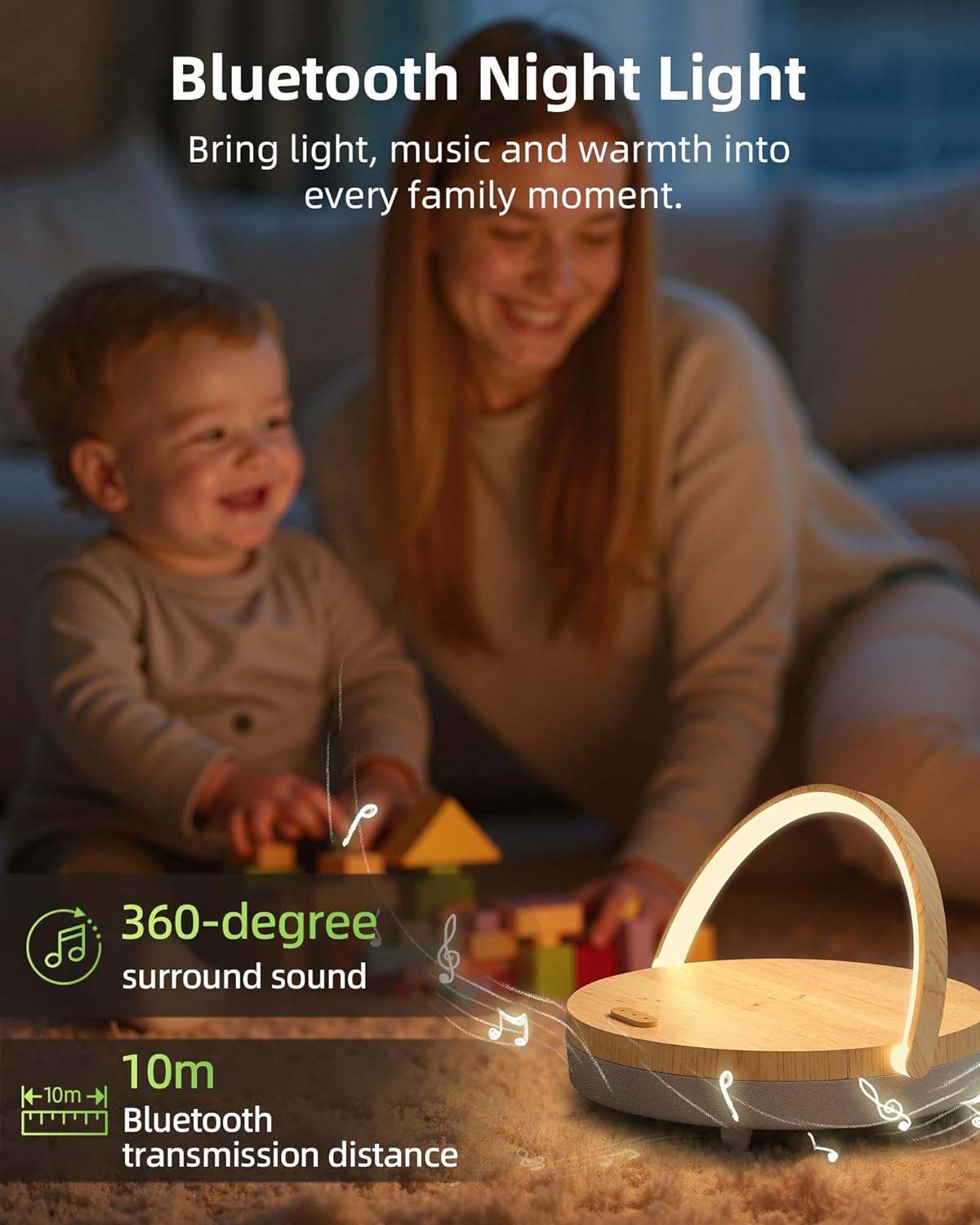 EZVALO Birthday Gifts for Women, Music Table Lamp with Wireless Charger, 4 in 1 Touch Bedside Lamp, Bluetooth Speaker, Phone Holder, Dimmable LED Night Lights Birthday Gifts for Women, Men, Dad, Mom