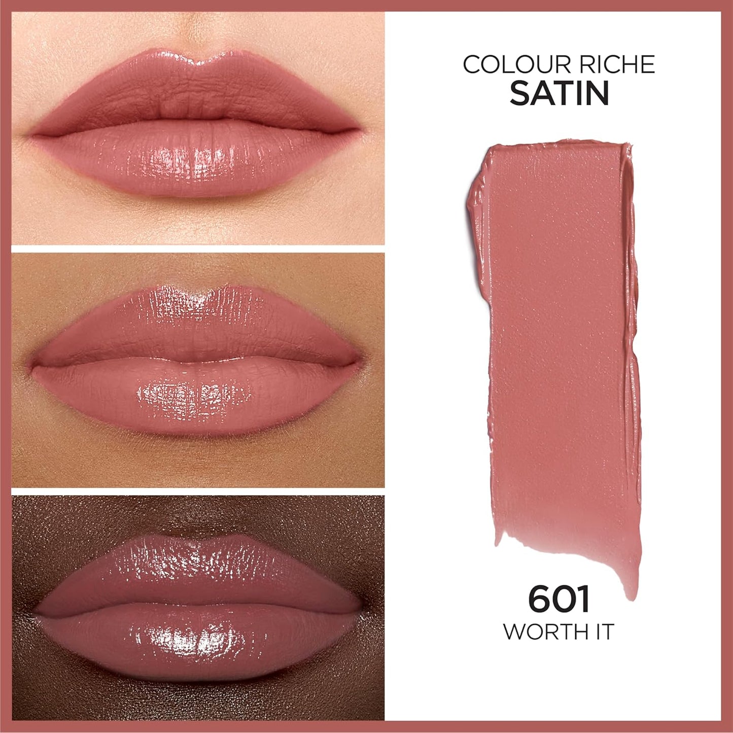 L’Oréal Paris Colour Riche Lipstick and Lip Liner Set, Includes 1 Satin Lipstick and 1 Creamy Lip Pencil For Bold, Nourished Lip Color, Worth It, 1 Kit