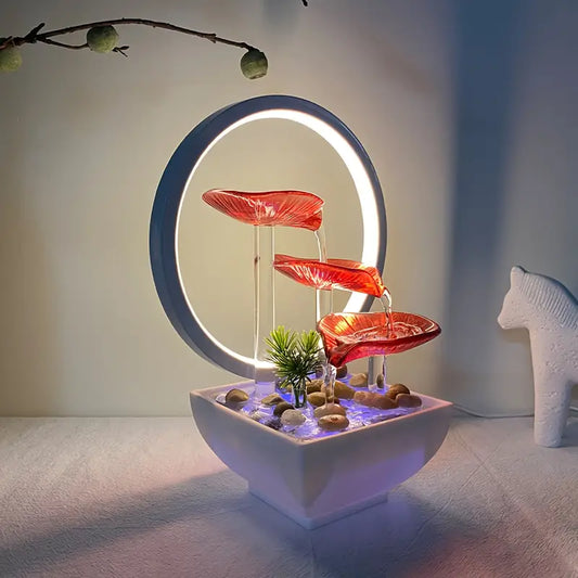 USB Glass Water Fountain – LED Desktop Decor, Perfect for Christmas & Holidays