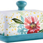 Wisenvoy Butter Dish Ceramic Butter Dish with Lid Butter Keeper Butter Dish with Lid for Countertop Flower Butter Crock