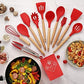 Colorful Kitchen Utensils Silicone 12 Piece (Red)