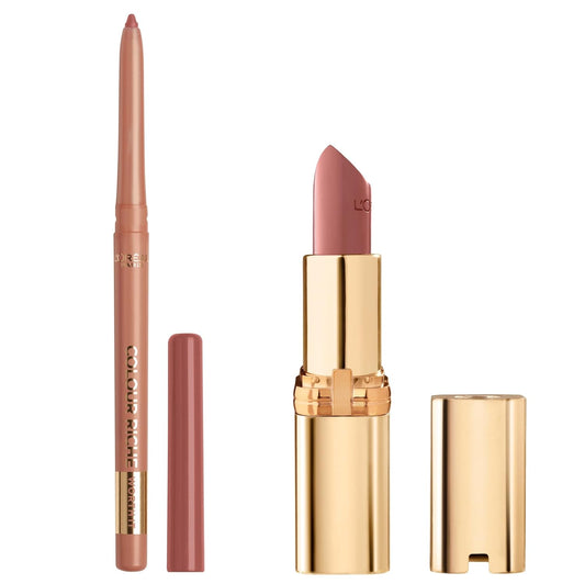 L’Oréal Paris Colour Riche Lipstick & Liner Set – Satin Lipstick + Creamy Pencil for Bold, Nourished Lips