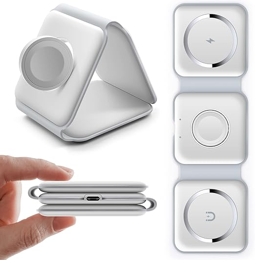 Magnetic Wireless Charger,Foldable Travel 3 In 1 Wireless Charging Station 15w Mag-Safe Wireless Charger Stand