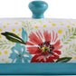 Wisenvoy Butter Dish Ceramic Butter Dish with Lid Butter Keeper Butter Dish with Lid for Countertop Flower Butter Crock