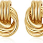 Trendy Gold Plated Knot Earrings for Women Chunky Statement Drop Dangle Earrings Lightweight Hypoallergenic Fashion Accessories Gold Jewelry Gifts for Women