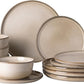 GBHOME 12-Piece Ceramic Dinnerware Set – Scratch-Resistant Plates & Bowls, Microwave & Dishwasher Safe