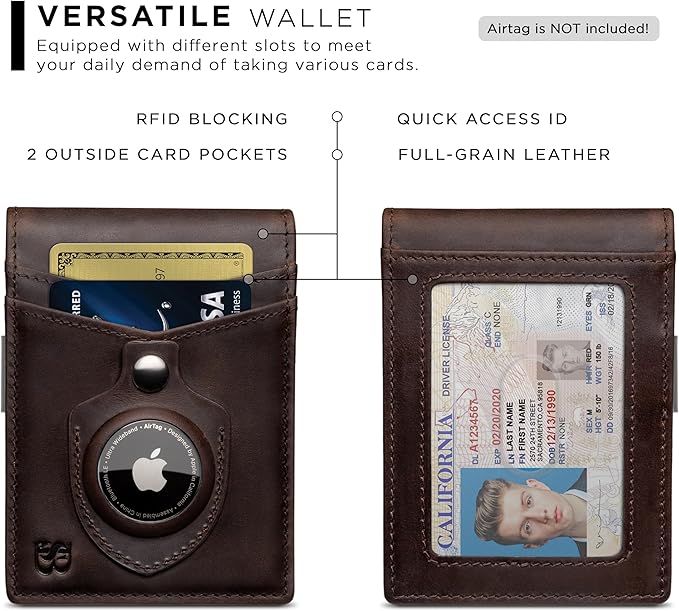 SERMAN BRANDS Money Clip Wallet - Men Wallets slim Front Pocket RFID Blocking Card Holder Minimalist Mini Bifold