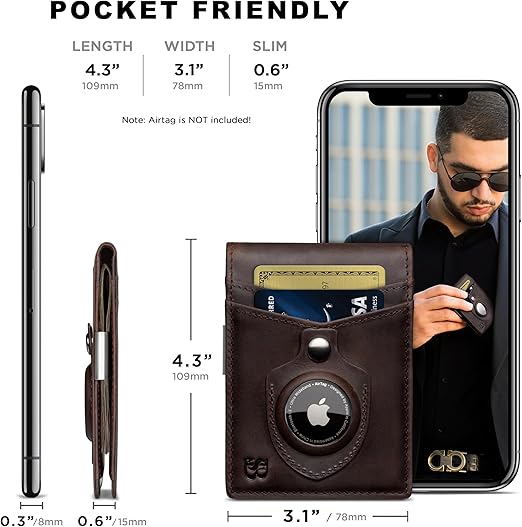 SERMAN BRANDS Money Clip Wallet - Men Wallets slim Front Pocket RFID Blocking Card Holder Minimalist Mini Bifold