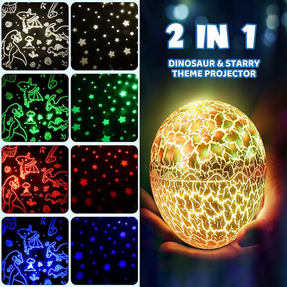 Dinosaur Toys for Kids Age 3-12: Wired Dinosaurs Egg Night Light Gifts for Boys 4 5 6 7 8 9 Year Old 2-in-1 Dino & Star Projector with 360° Rotation Timer for Boy Ages 3-5 Birthday Easter Gifts Decor