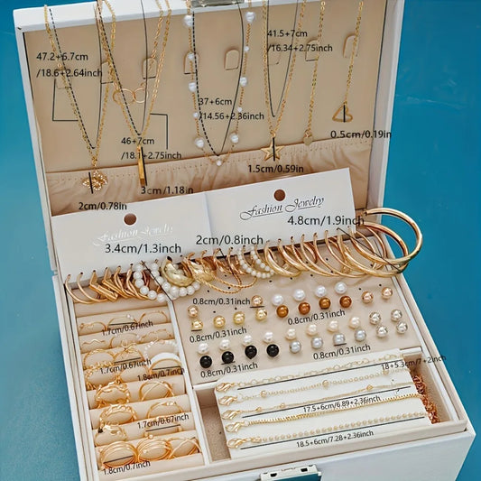 86 Pcs Jewelry Set Including Necklaces, Earrings, Rings, Party Accessories (no Box)
